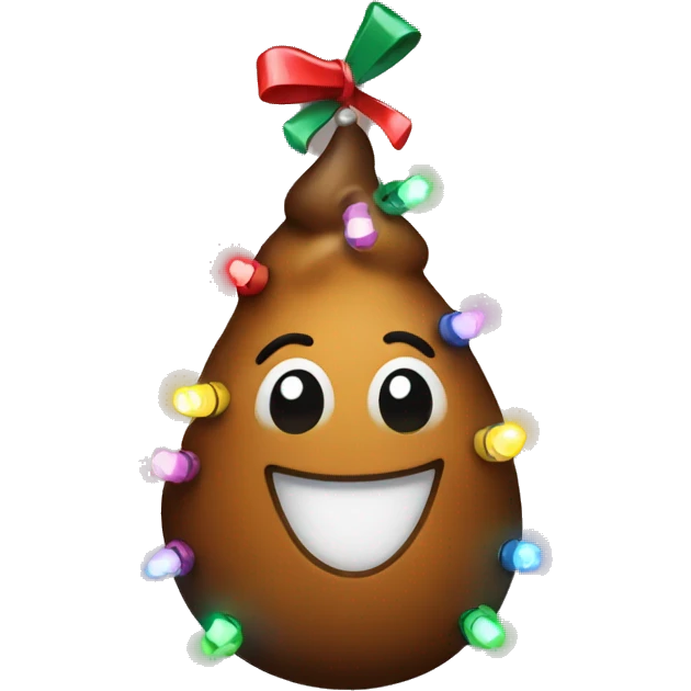 Poop emoji wearing Christmas lights emoji