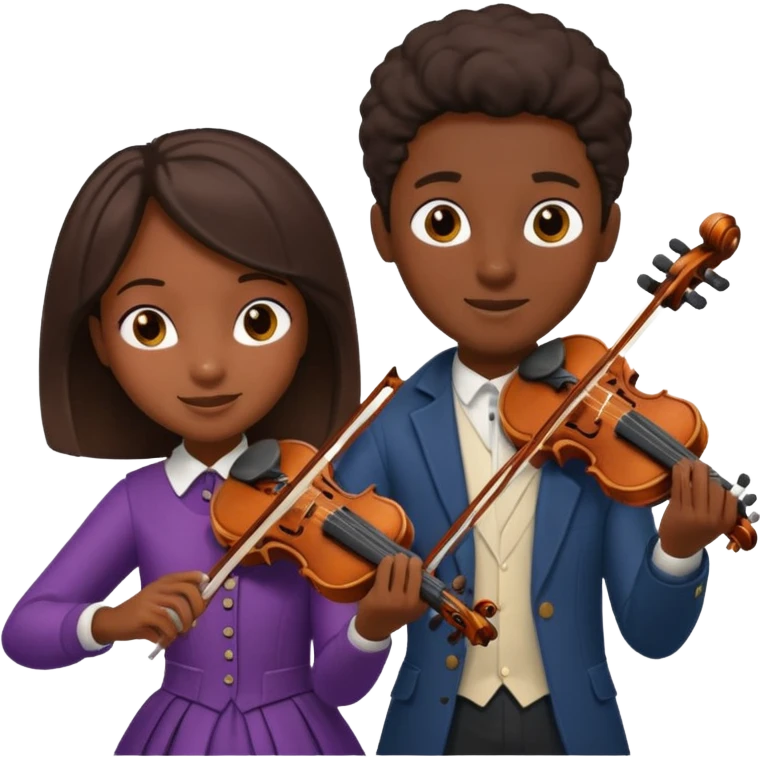 black boy girl playing violin emoji