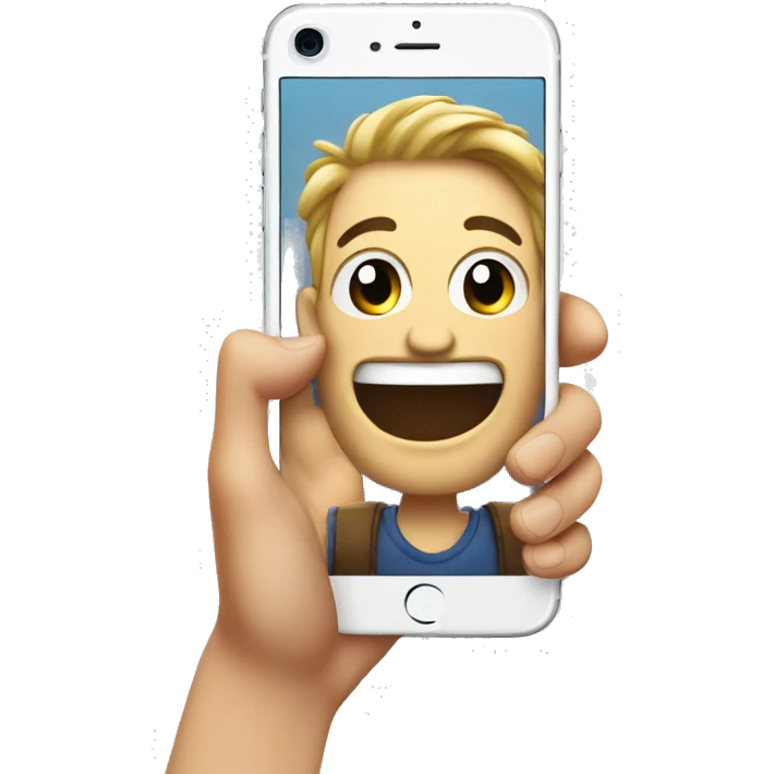 iPhone in the hand with fun pics  emoji