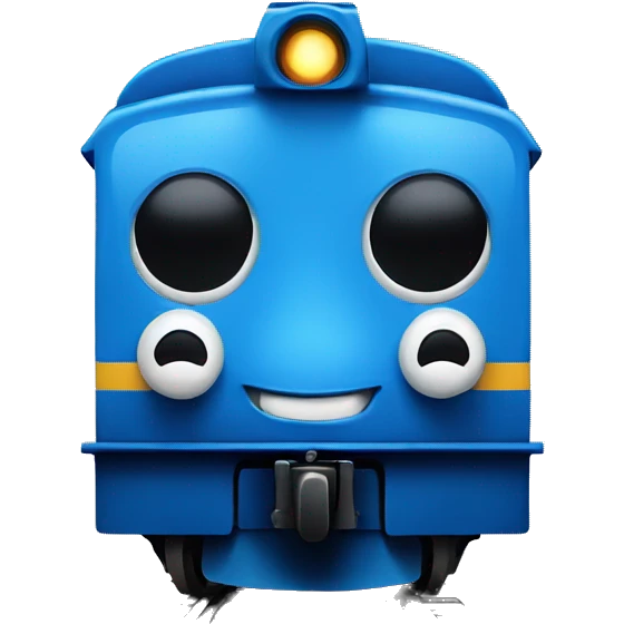 Blue train with eyes  emoji