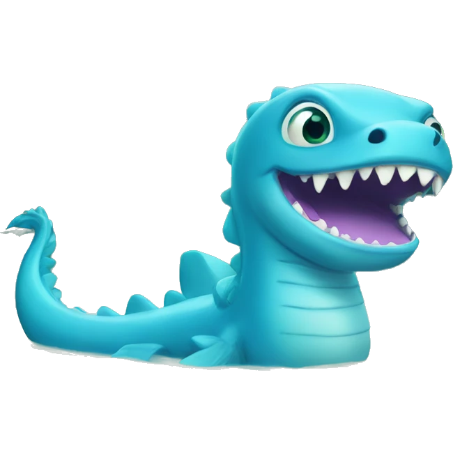 a cute girl blue lochness monster that is a little fat emoji