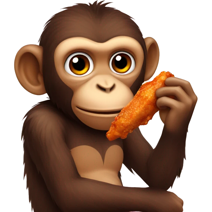 Monkey eating chicken wing emoji