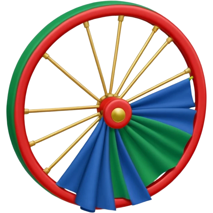 Drapeau bleu et vert avec une roue rouge zvec 24 rayon emoji
