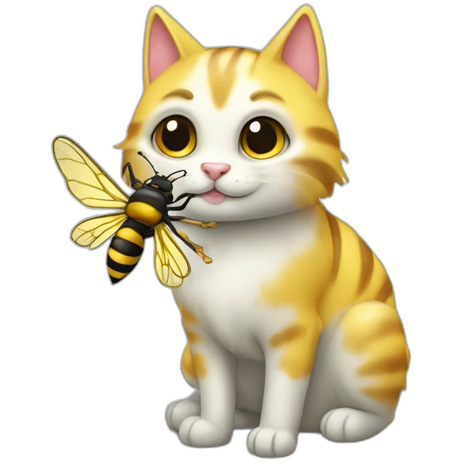 Un chat licorne qui chevauche une abeille  emoji