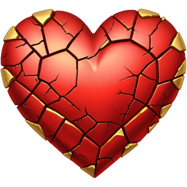 Make a red heart with cracks in it. Make the cracks filled with gold emoji