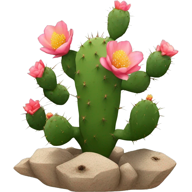 Prickly pear cactus with flowers emoji