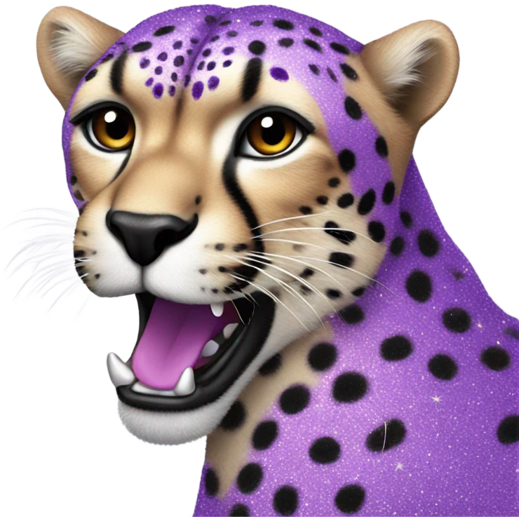 a cheetah covered in purple glitter emoji
