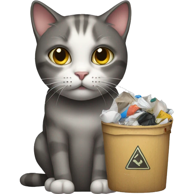 cat with trash emoji