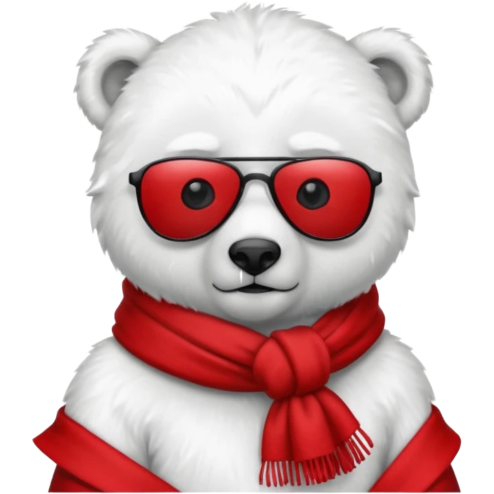 baby polar bear wear black sunglasses, red scraft emoji