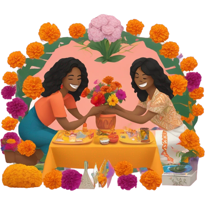 two besties making an ofrenda emoji