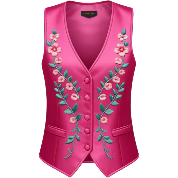a stylish women’s vest, sleeveless, elegant and decorative design, in a bright pink color with small cute details, feminine and fancy look, no background, ONLY VEST emoji