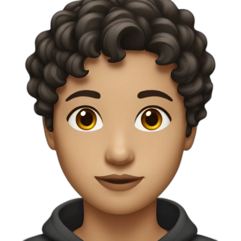 matt girl with short wavy dark hair emoji