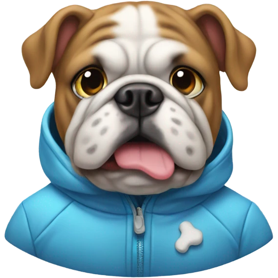 Bulldog wearing a snowsuit emoji