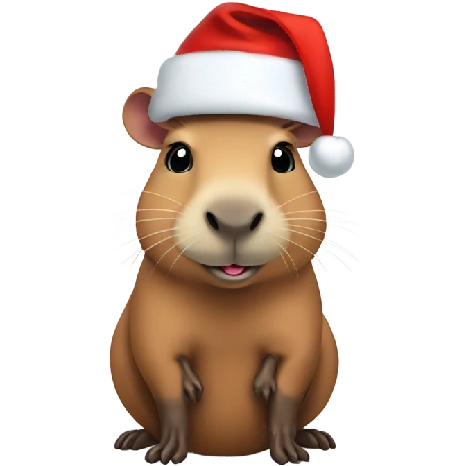 Capybara with a Santa hat on￼ emoji