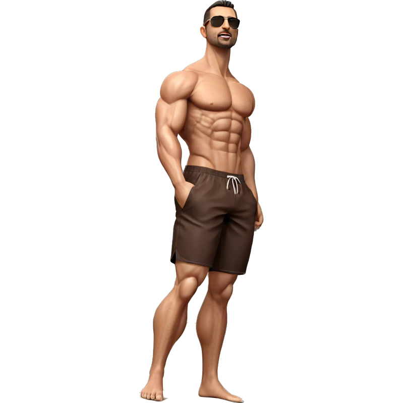 muscular man at the beach emoji