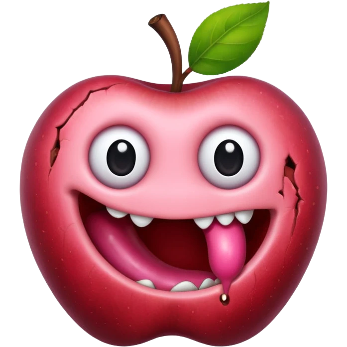 cute worm in ruined apple emoji