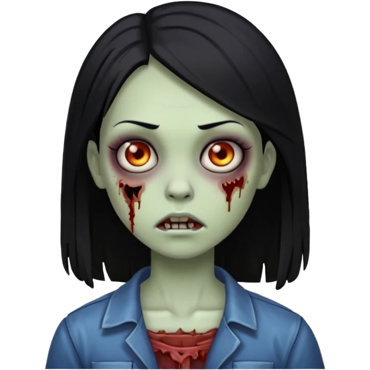 Zombie girl ios 18 with black straight hair emoji