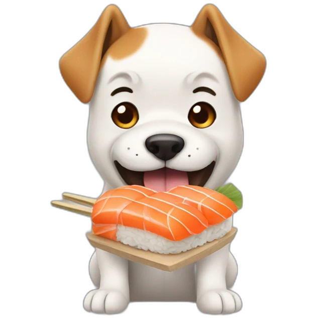 Dog eating sushi emoji