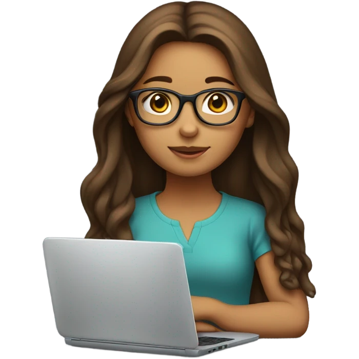 girl-brown-long-hair-with-laptop-and-glasses emoji