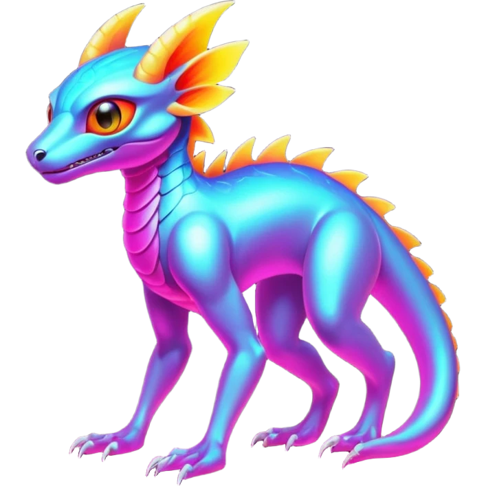 Exotic futuristic lush warm-colored neon Fakémon-Fionbri-creature emoji