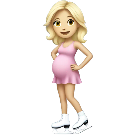 Blonde girl pregnant ice skating emoji