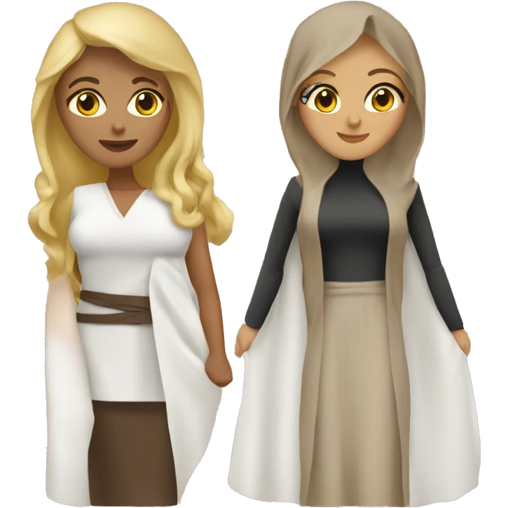 hot arab mom with brown hair and hot arab mom with blonde hair holding hands emoji