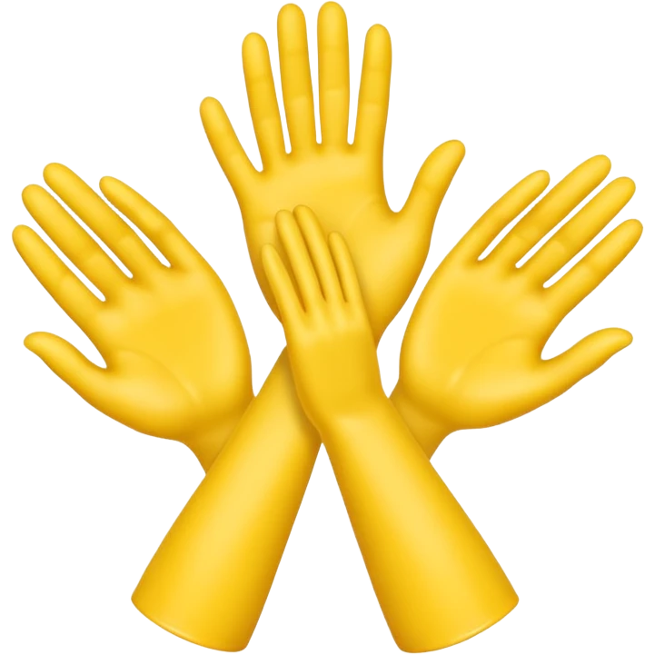 3 yellow hands face down in a pile about to do make a promise emoji
