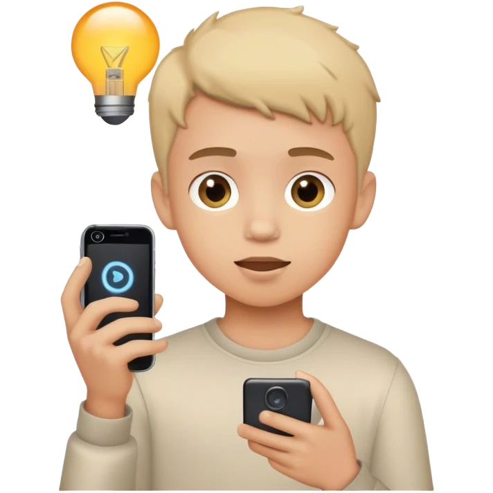 a boy recording a video with phone emoji
