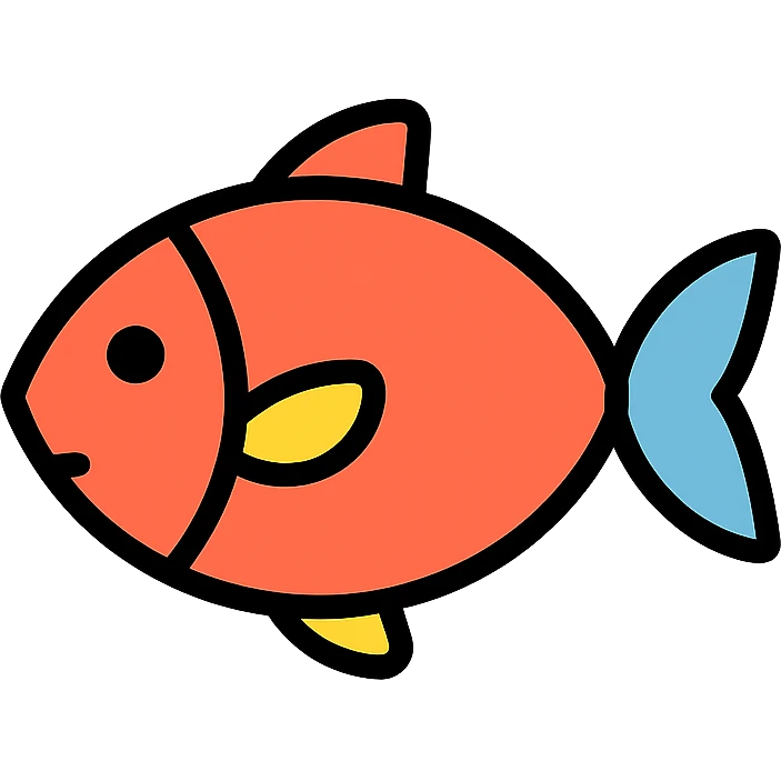 fish, simple and clear lines, color icon style emoji