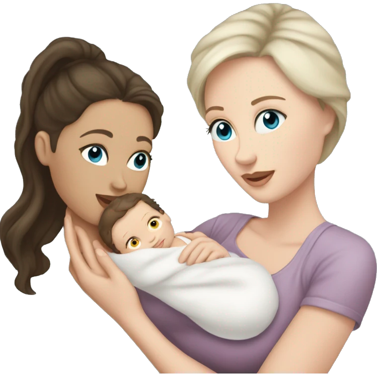 mom holding newborn baby girl with blue eyes white skin dark hair and white skin newborn white girl baby emoji