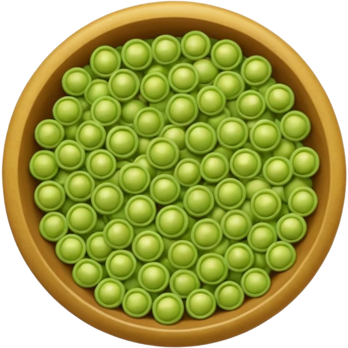 loose split peas, dried, soft matte, muted green to yellow-green, smooth, round-edged, slightly flattened, clean break, no extras, apple emoji style, soft lighting, transparent background, emoji scale emoji