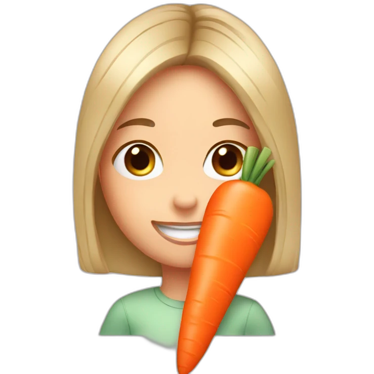 Girl liking a carrot emoji