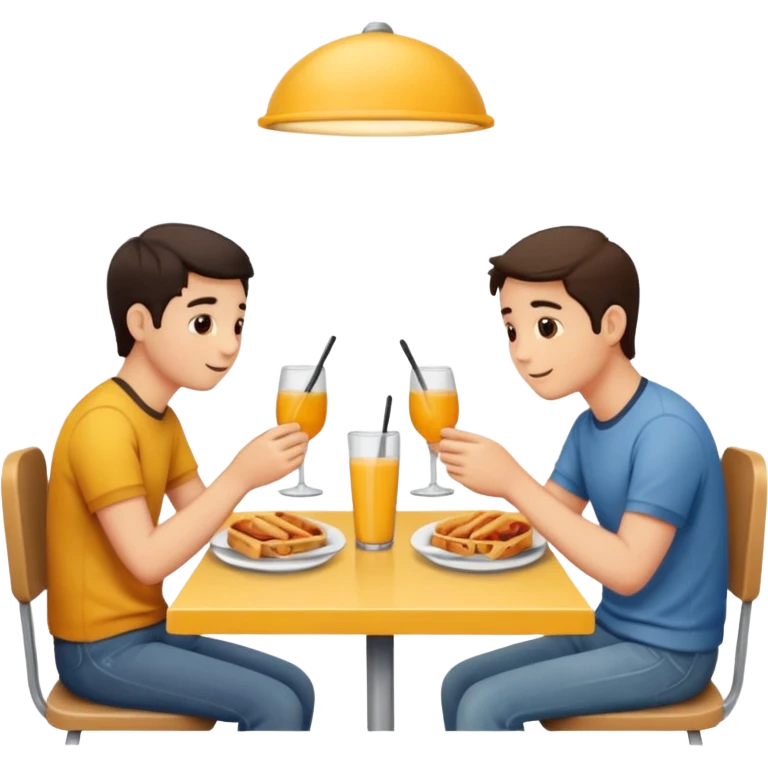 friends having lunch together, face each other emoji