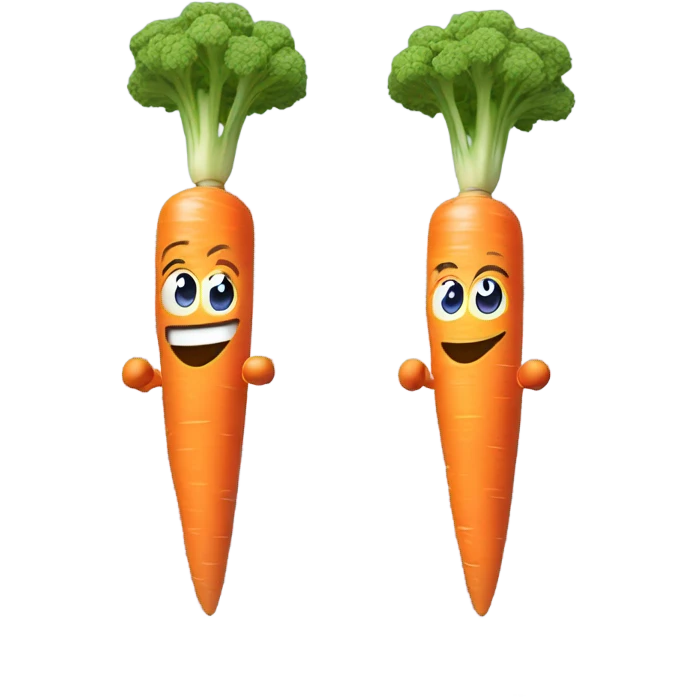 Generate an energetic carrot emoji wearing a sweatband, lifting tiny dumbbells, and looking motivated. emoji