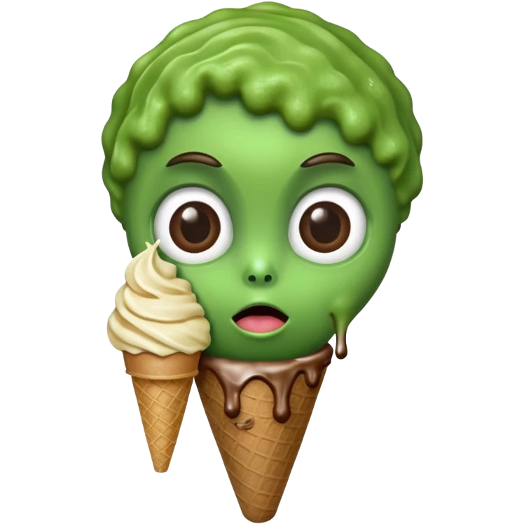 Alien eating poop icecream emoji