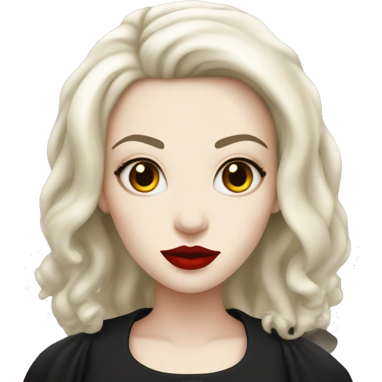 witch Pale skin color, red lips and black hair emoji