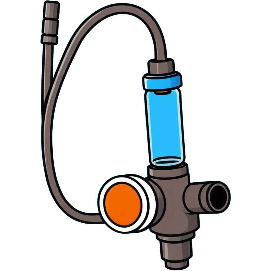 Bright blue VO2 max test mouthpiece with valve connector, isolated fitness testing equipment emoji