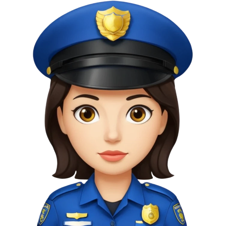police woman with dark brown hair and bright skin emoji
