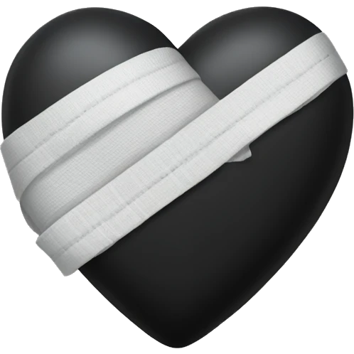 Black heart with bandages covering emoji