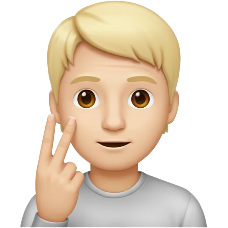 a emoji with two fingers in his nose, make him have a natural white skincolour and blonde hair emoji