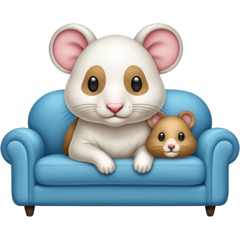 UM RATO BRANCO SENTADO EM UM SOFA, O RATO ESTA DE OCULOS ESCURO E BENGALA emoji