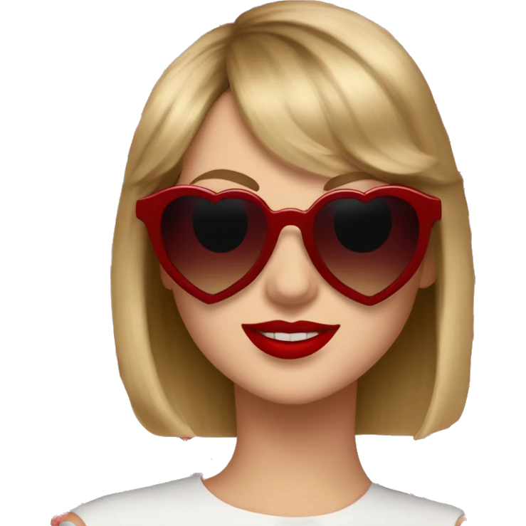 Taylor swift wearing dark red heart shaped sunglasses emoji