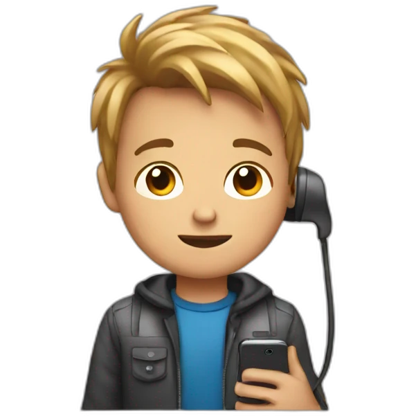 A boy with phone emoji
