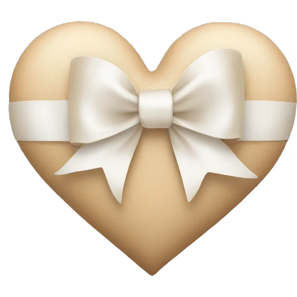 Beige heart with white bow emoji