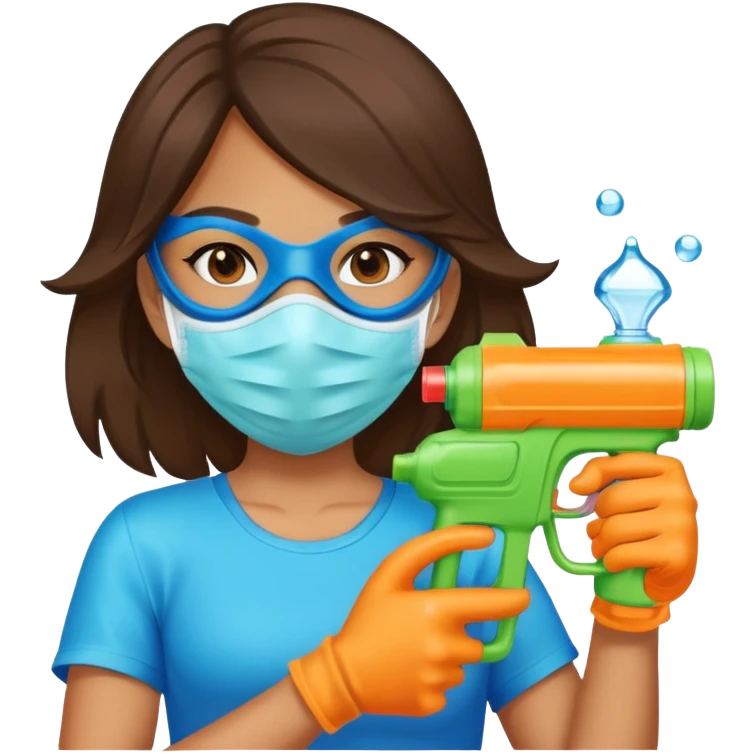 Girl with a mask and water gun emoji