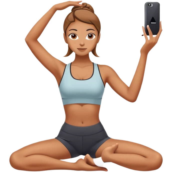 insta girlie doing yoga and taking selfie  emoji