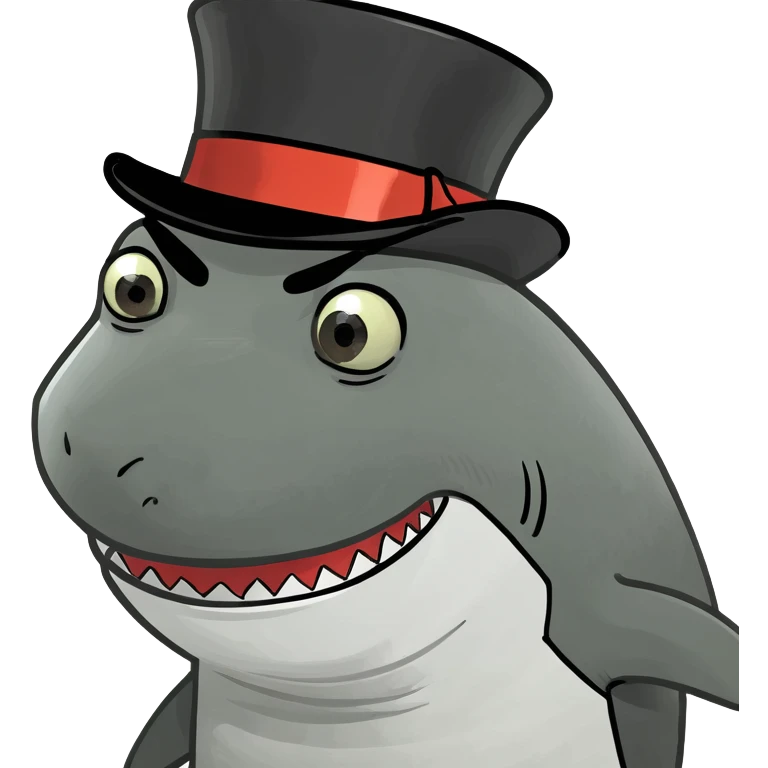 Shark with a top hat emoji