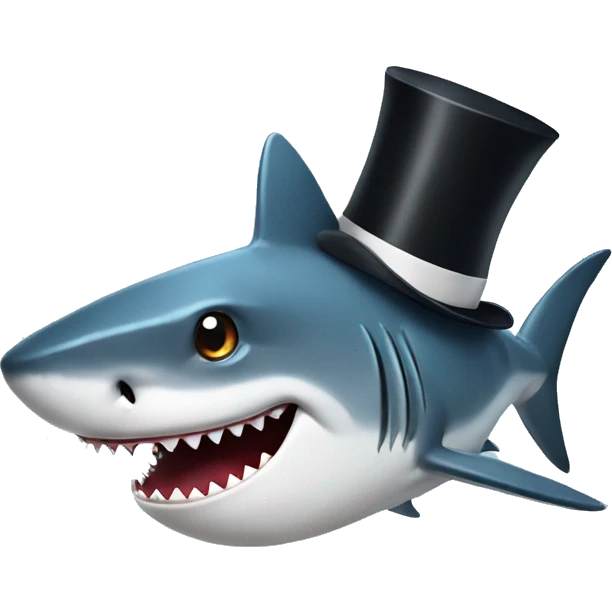 Shark with a top hat emoji