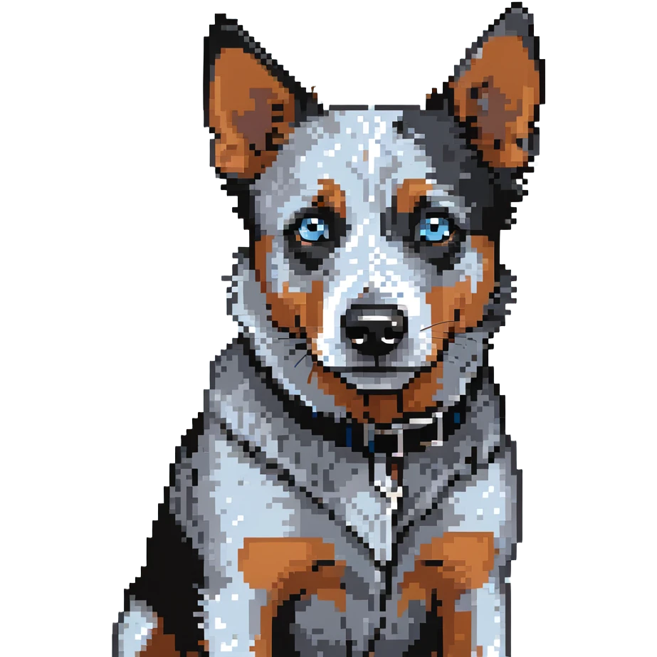 head shot of blue heeler cattle dog with distinctive blue-gray speckled coat emoji