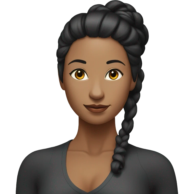 Fit woman in a tight suit with black hair tied in a bun doing yoga emoji